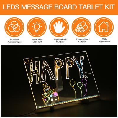 LED Mesaj Panosu Tablet Seti Seti 11.8 "" * 7.9 "" Silinebilir Yazı Çizimi Aydınlatıcı Tabela