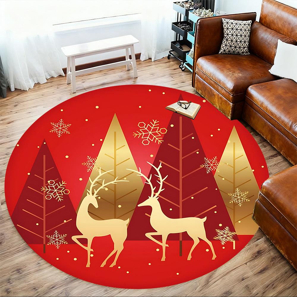 1pc Christmas, deer Round Chair mat Area Rug - Non-Slip, Floor Mat for Office, Bedroom, and Indoor Decor c1125374