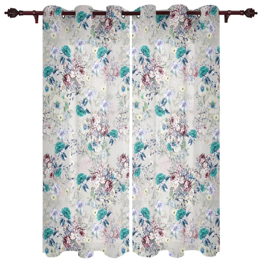 Starožitný květinový list motýl Okenní závěs Obývací pokoj Luxusní záclonový závěs do ložnice Domácí kuchyně Závěs