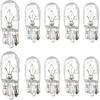 10 PCS T10 Halogen Bulbs, Dashboard Instrument Light, Side Light Replacement Bulbs, Universal for Most Cars (White)