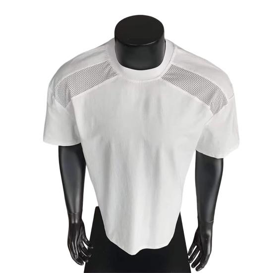 Herre Atletisk T-shirt Åndbar Hurtigtørrende Tee med Skuldernet Indsats Løstsiddende Rund Hals T-shirt til Sommer Træningscenter Fitness Træning