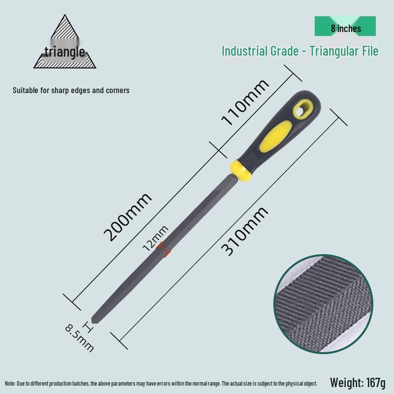 Half-Round Triangle Flat Steel File Set for Woodworking & Metal Grinding, Coarse/Medium/Fine Teeth