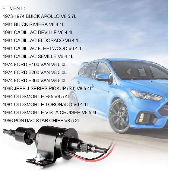 CarBole Universal Micro Electric Fuel Pump Inline Low Pressure Pump E8012S 12V, 5-9 PSI,30 GPH,5/16 Inch