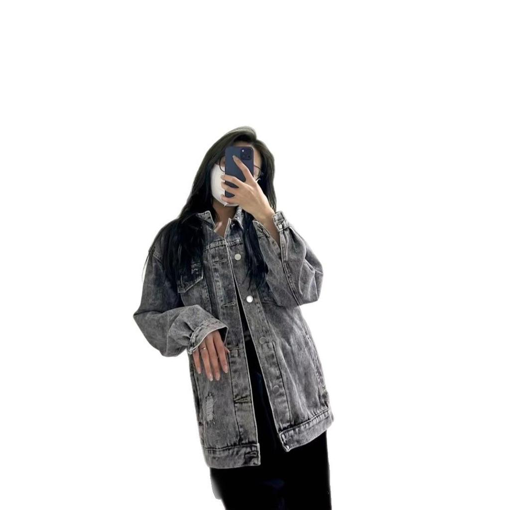 Men's Retro Washed Denim Jacket - 2025 Autumn/Winter Loose Distressed Lapel Workwear