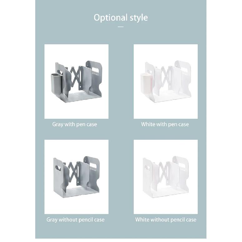 Retractable Book Stand With Pen Holder Creative Student Use Bookshelf Folding Storage Desk Organizer Office Accessories