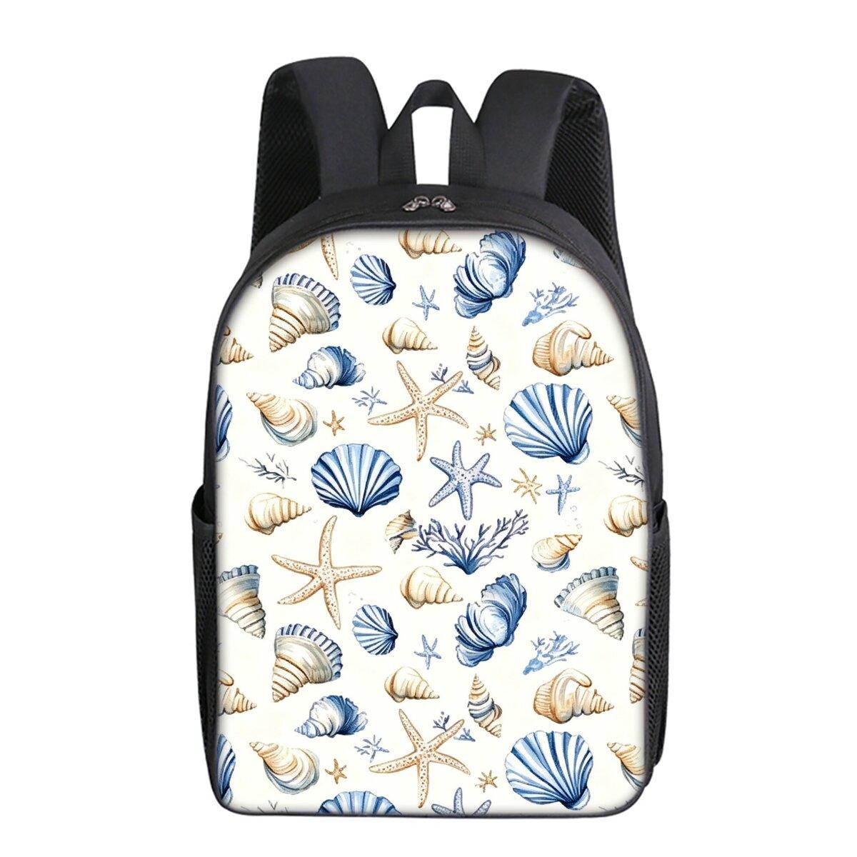 Schelp Print Enkele Laag Rugzak Eenvoudige Stijl voor Jongens/Meisjes Kinderen Beste Cadeaus 2D Platte Cartoon Schooltassen