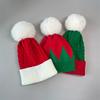 1PC/2PCS Fluffy Balls Christmas Knitted Hat Winter Beanie Santa Hat 2026 New Year Party Kids Gift Navidad Noel Xmas Decoration