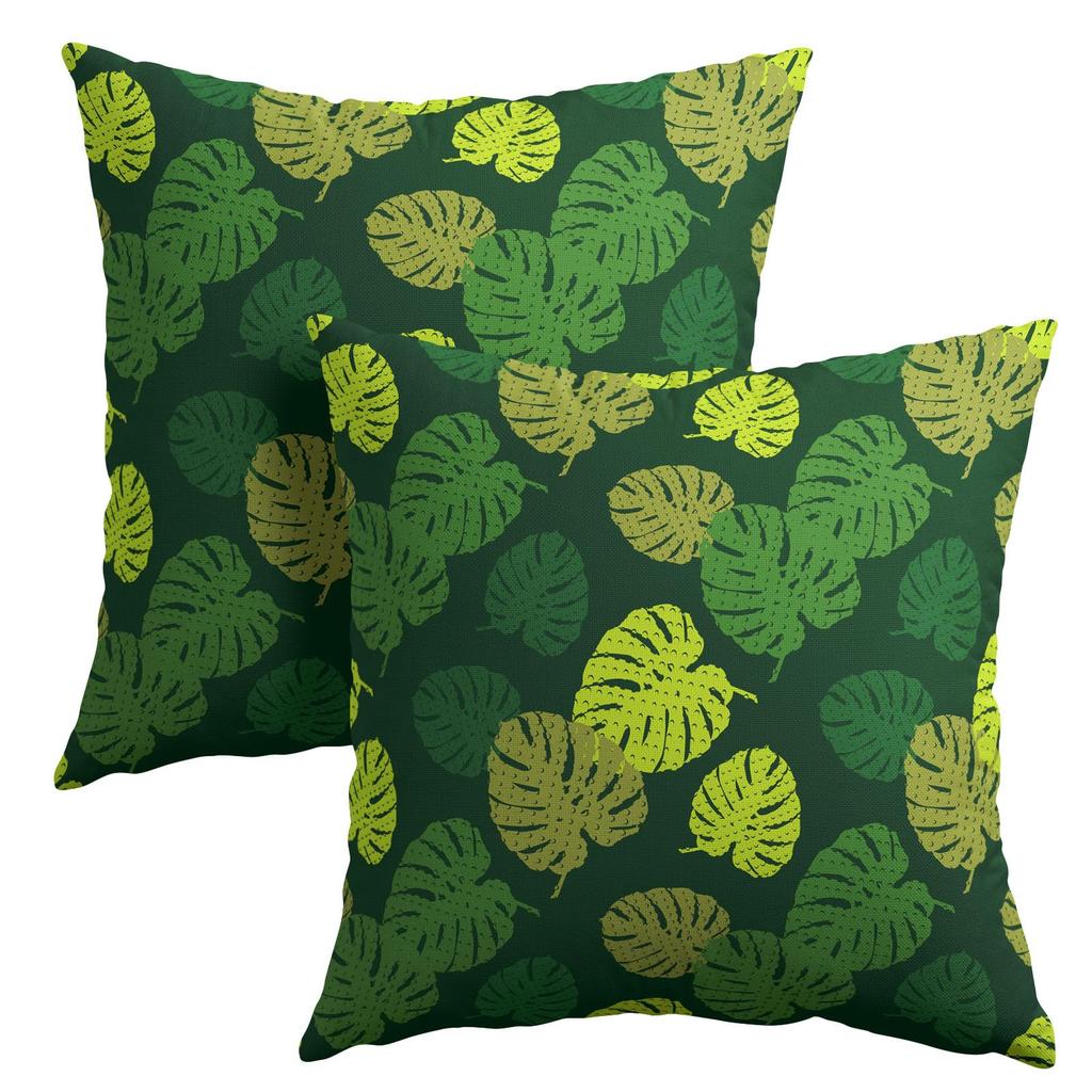 PAKAZA Cushion Covers, Tropical Monstera with Vibrant Leaf Floral Design, Botanical, Forest, Naturalist, Gardener, 45x45cm, Set of 2, Elegant,