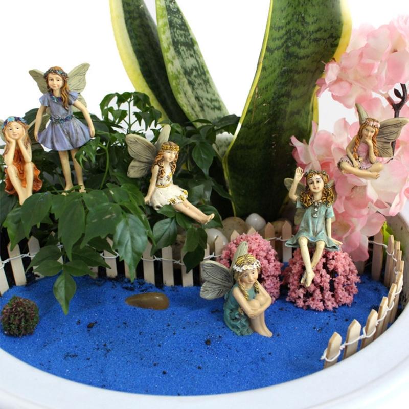 6pcs Fairy Garden Miniature Fairies Figurines Decoration Fairy Garden Accessories for Home Outdoor Yard Lawn Flower Pot