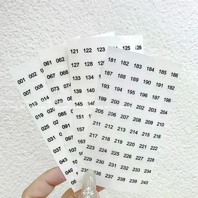 4Sheets 1/4Sheets Waterproof 1/4 Laser Number Label Stickers for Diy Craft Self Adhesive Nail Polish Lipstick Color Number Tags