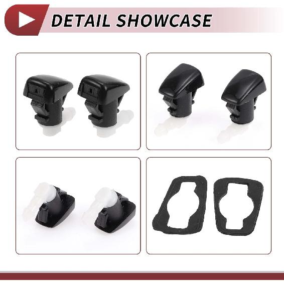 2pcs Windshield Washer Nozzle for Cadillac SRX for Cadillac SRX Front Windshield Spray Nozzles Wiper Spray Washer Jet No.25823361 Black Plastic