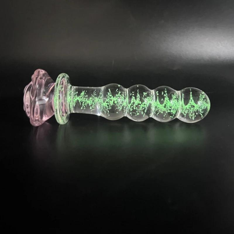 Rose Flower Luminous Glass Butt Plug Anal Toys For Adults Couples Women Non Vibrating Butt Plugs