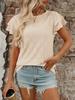 Women's Casual Fashion Round Neck Color Hollow Short Sleeve T,shirt Top