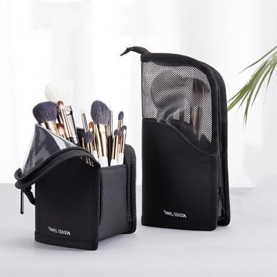 1 bolsa de cosméticos con soporte para mujer, bolsa de maquillaje transparente con cremallera, organizador de viaje para brochas de maquillaje, bolsa de artículos de tocador