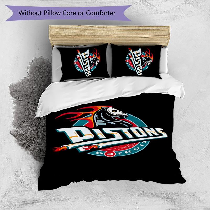 Detroit Pistons Printed 3PCS Bedding Set Soft Breathable Duvet Cover Pillowcases Set Washable Bedroom Decor Home Gift