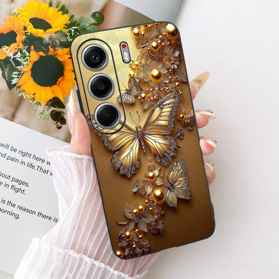 For Tecno Camon 40 Pro 4G 5G Camon40 CM5 Phone Case Colorful Butterflu Flower Women Girly Soft Silicone Casing Matte Back Cover