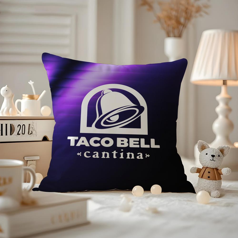 Taco Bell Cushion Cover Anti-dustmite Pillowcase Invisible Zipper Silky Short Plush Sofa Cushion Cover