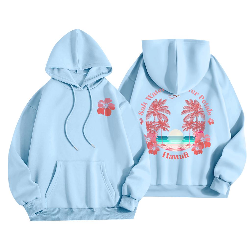 Women's Fashion Women's Lightweight Long Sleeve Pullover With Pockets Preppy Graphic Hoodie