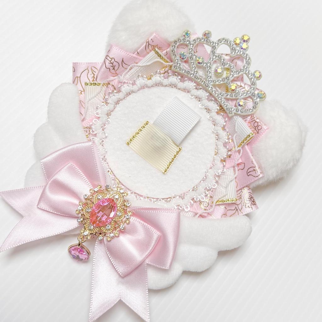 Rosette for Tin Badges Ita Rosette Deco Ita Bag Oshikatsu Oshi Goods Cat Tin Badge Case 57mm 76mm [efShop] [Cat Ears] (Pink, Drop)