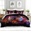 3PC Music Themed Comforter Set Glowing Headphones Duvet with 2 Pillowcases - Bedroom Or Guest Room Decorative Musical Bedding