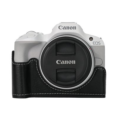 Camera Bag PU Leather Half Body Case for Canon EOS R50 R10 200D 200DII Battery Opening Bottom Cover
