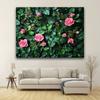 1 piece of polyester artificial green grass and pink rose wall panel - abundant artificial green plants and vibrant roses