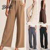 Commuting Outfit Women Suit Pants Button Zipper Fly Solid Color Trousers Pocket Decoration with Pockets