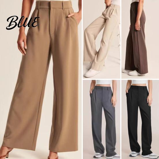 Commuting Outfit Women Suit Pants Button Zipper Fly Solid Color Trousers Pocket Decoration with Pockets