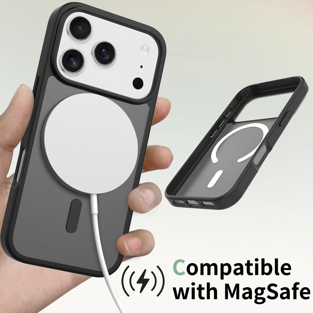 For iPhone 17 Pro Case Compatible with MagSafe TPU Frame Acrylic Back Phone Cover Skin Touch