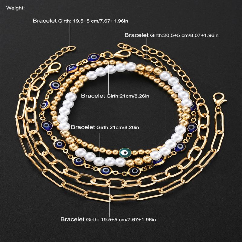 5PCS Turkish Evil Eye Beaded Bracelets For Women Fashion Blue Green Eye Gold Color Bracelets Set New Good Luck Jewelry Gift 2026
