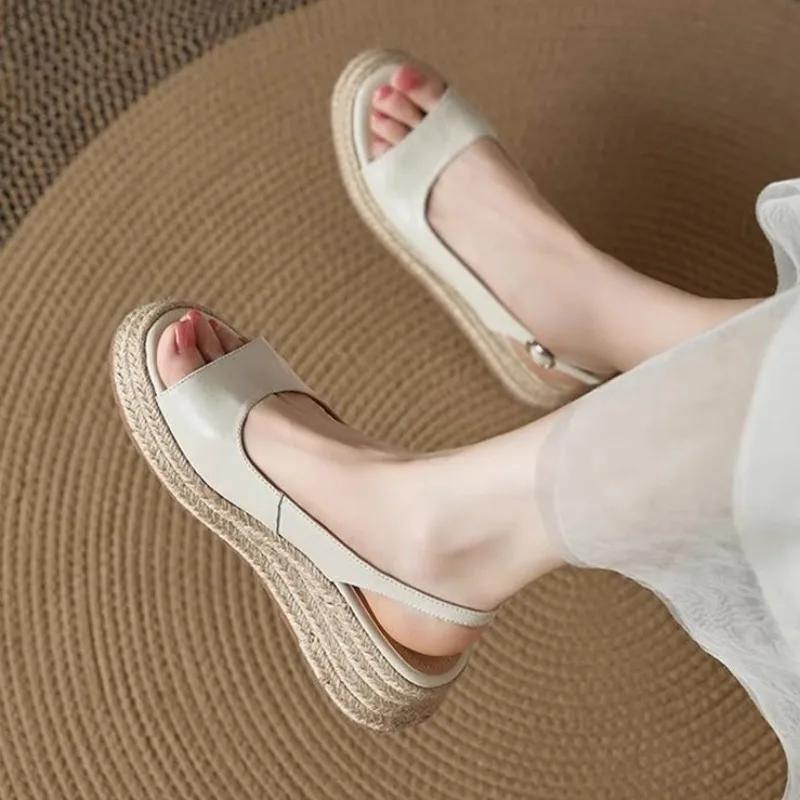 

Flats Women Sandals Platform Walking Shoes Summer 2025 New Woman Dress Casual Slides cozy designer Sandalias De Mujer 40 бежевый