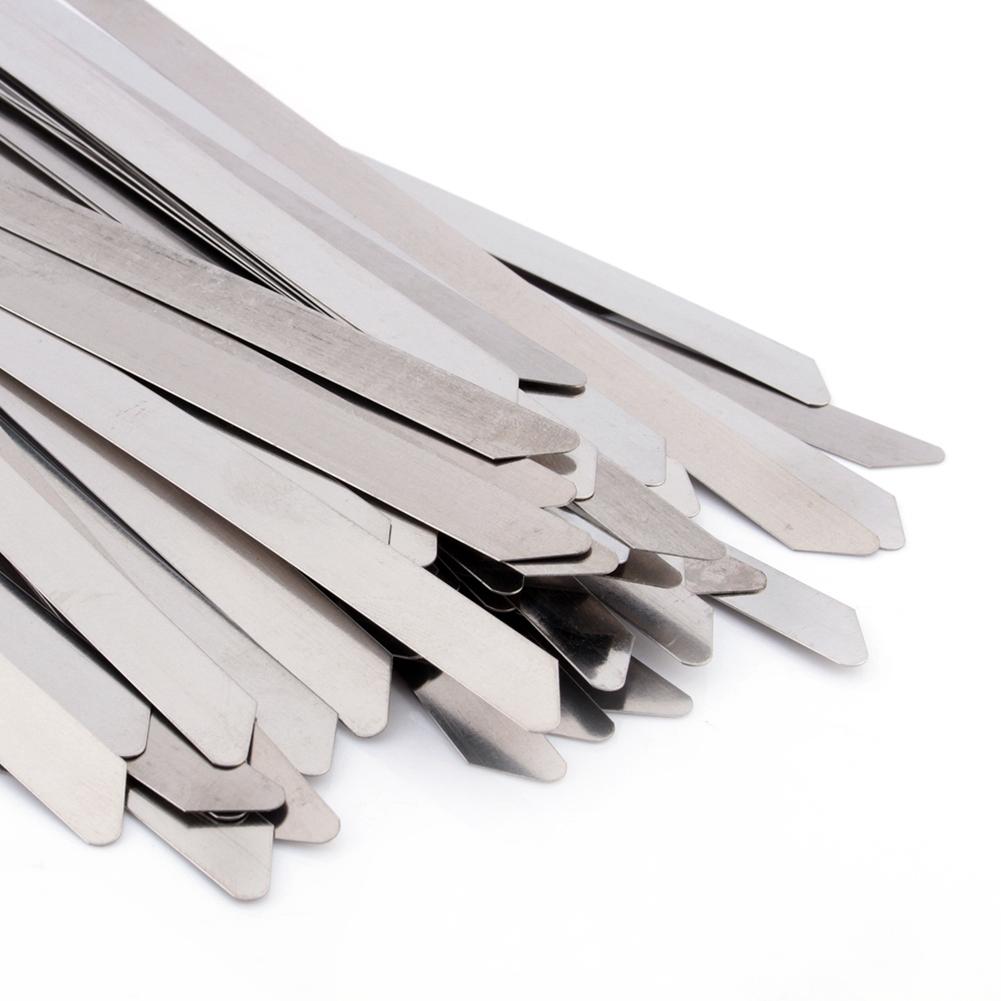 

50 шт. 12 Вихлопна стрічка з нержавіючої сталі з покриттям, самозастібні кабельні стяжки-хомути