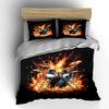 Drum Set Surrounded by Flames Print Bedding Set 1 Duvet Cover 2 Pillowcases for Adult and Children Luxury Gift Full Size