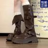 Western Boots, Cowboy Boots, Children's Summer Xinjiang Travel Boots, Brown Maillard Knight Boots, Thick-soled Martin Boots.