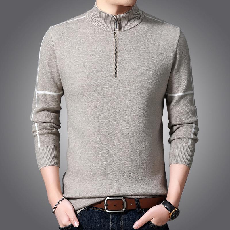 Men s High-Neck Zipper Sweater - Trendy Winter Knitwear for Young and Middle-Aged XL (180)