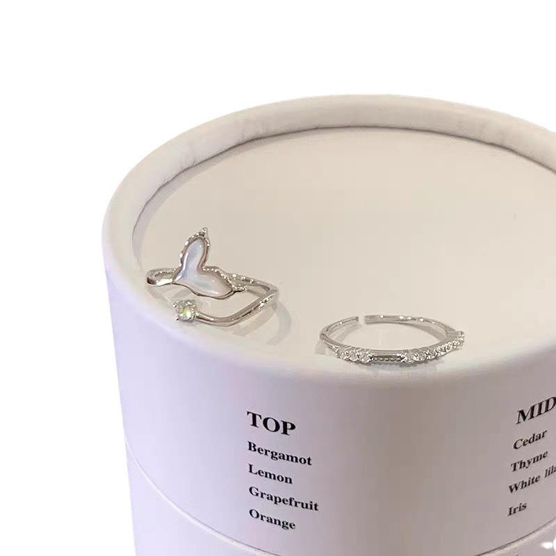 Summer Zircon Fishtail Open Ring Women'S Niche Design Light Luxury High-End Element Ring Index Finger Ring Exquisite And Unique