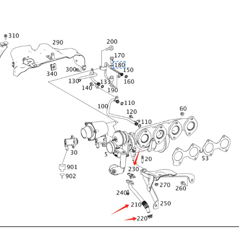 A2710900277 Original Quality TurboCharger Oil Return Line For Mercedes Benz OEM 2710900277 6461870080 2711870080 2740960100