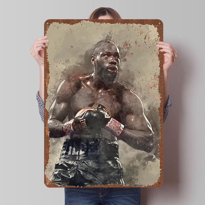 Deontay Wilder Boxer Metal Posters Custom Vintage Metal Signs Wall Art Tin Plaque for Man Cave Bedroom Decorations Home Decor