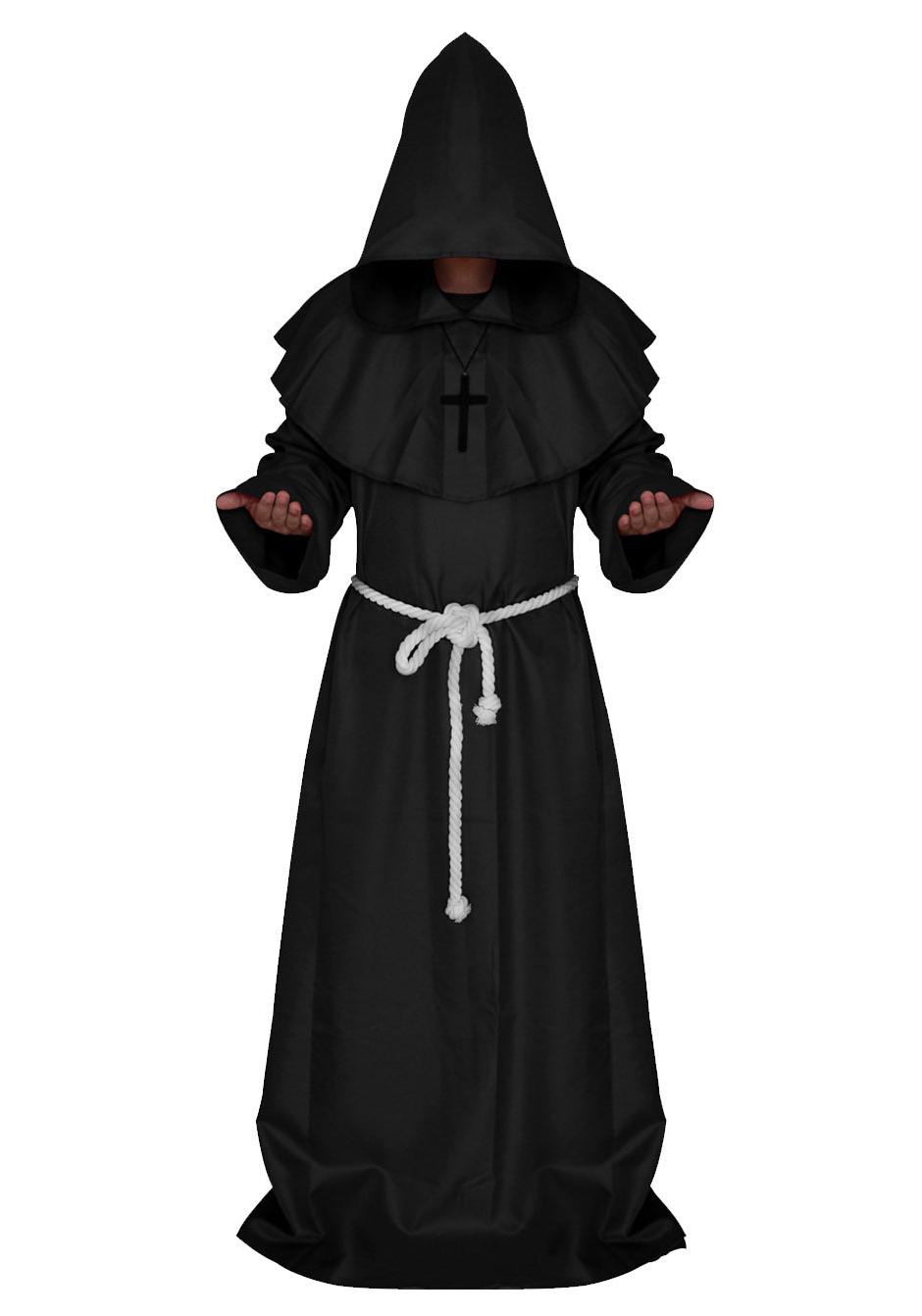 Medieval Grim Reaper Cloak Halloween Role-Playing Costume Robe Large чёрный
