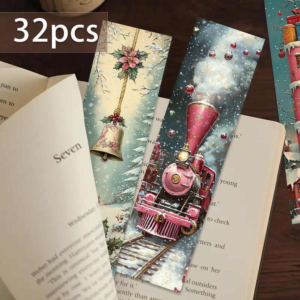 32 Stück, Rosa Weihnachtslesezeichen, geeignet für die Schulanfangszeit, Weihnachten, Halloween, Lehrer, Leser und Geburtstage.