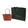Longchamp Le Pliage Green 28 Button Zipper Closure Long Handle Leather Trim Dumpling Tote Handbag Women Handbags Brown 2605919504