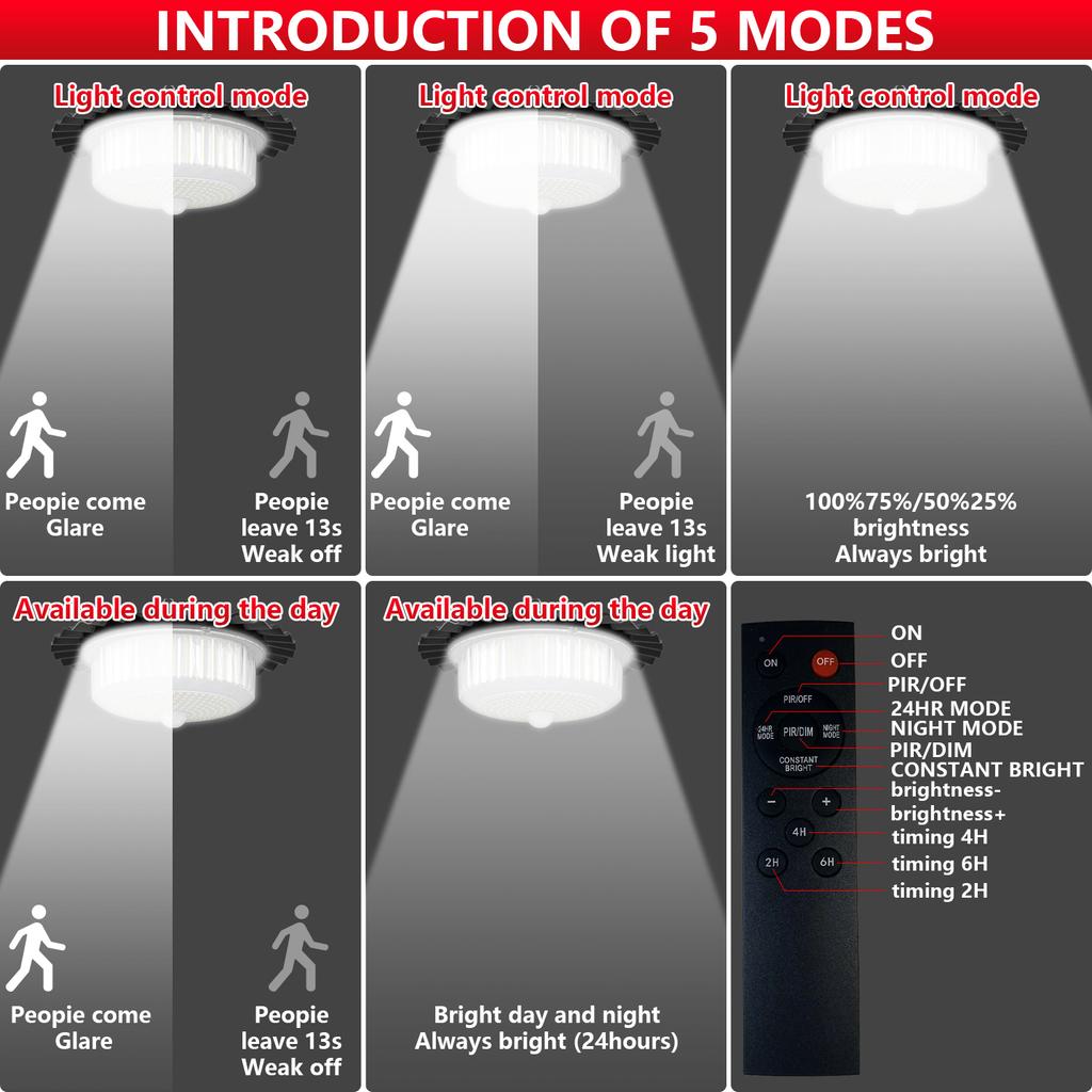 Upgrade Solar Outdoor Pendant Light 252 LED Motion Sensor Waterproof Solar Shed Light for Patio Barn Garden Pathway Yard Lawn Ba