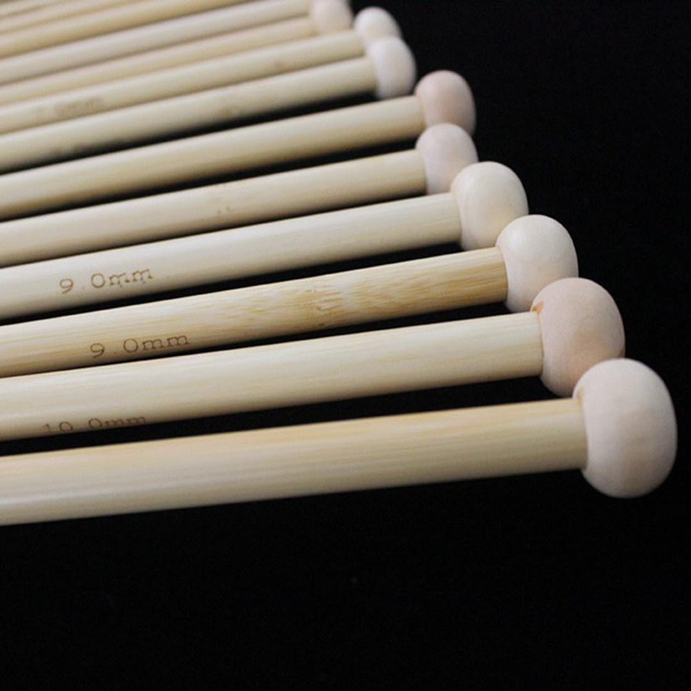 36Pcs Bamboo Knitting Needles 12Cm Single Pointed Straight Needles Odorless Sturdy Smooth for Handmade Sweater Scarf