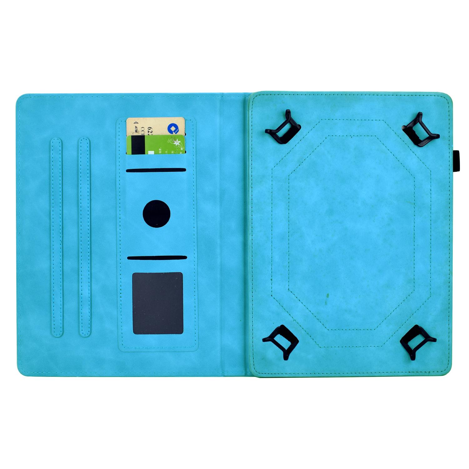 

Universal 8 inch Tablet Case Mandala Imprinted Leather Tablet Cover with Card Slots Sky Blue
