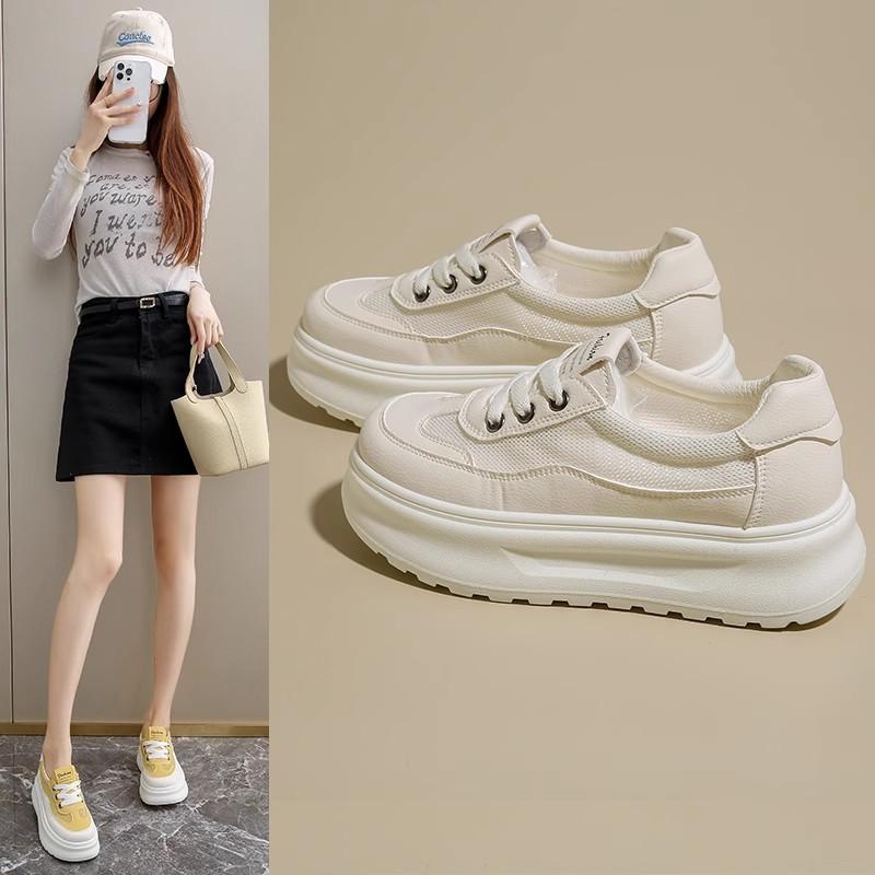 Women's shoes leather thick baseplate shoes women's new summer thin mesh breathable mesh shoes sports little white shoes