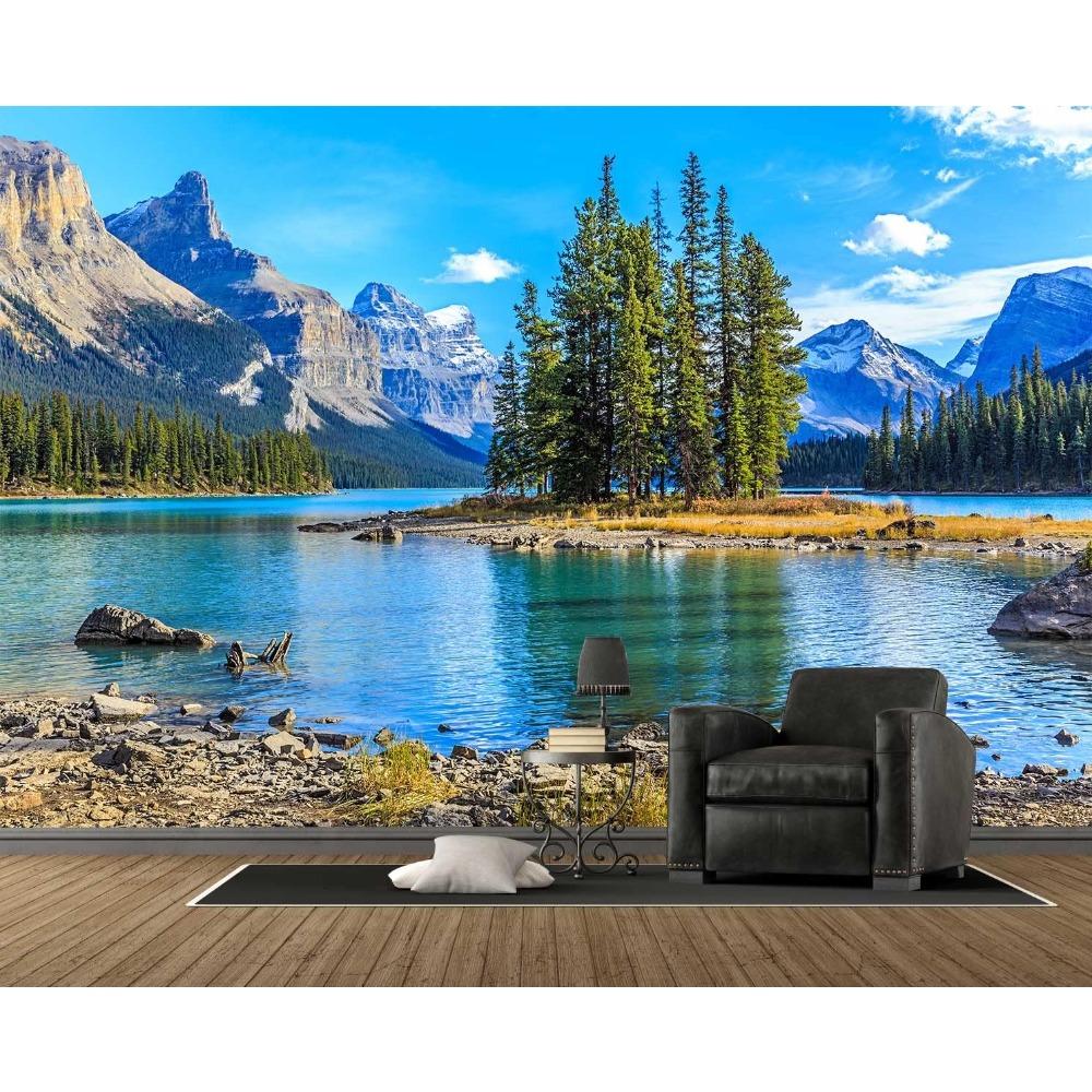 Alpine Mountain Lake Forest Wall Mural Natural Scenery Wallpaper Home Decor