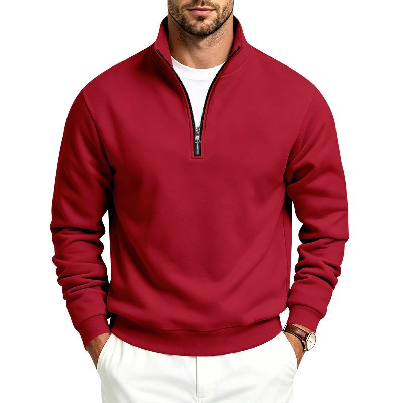 Men's Half-Zip Stand Collar Fleece Lined Sweatshirt.