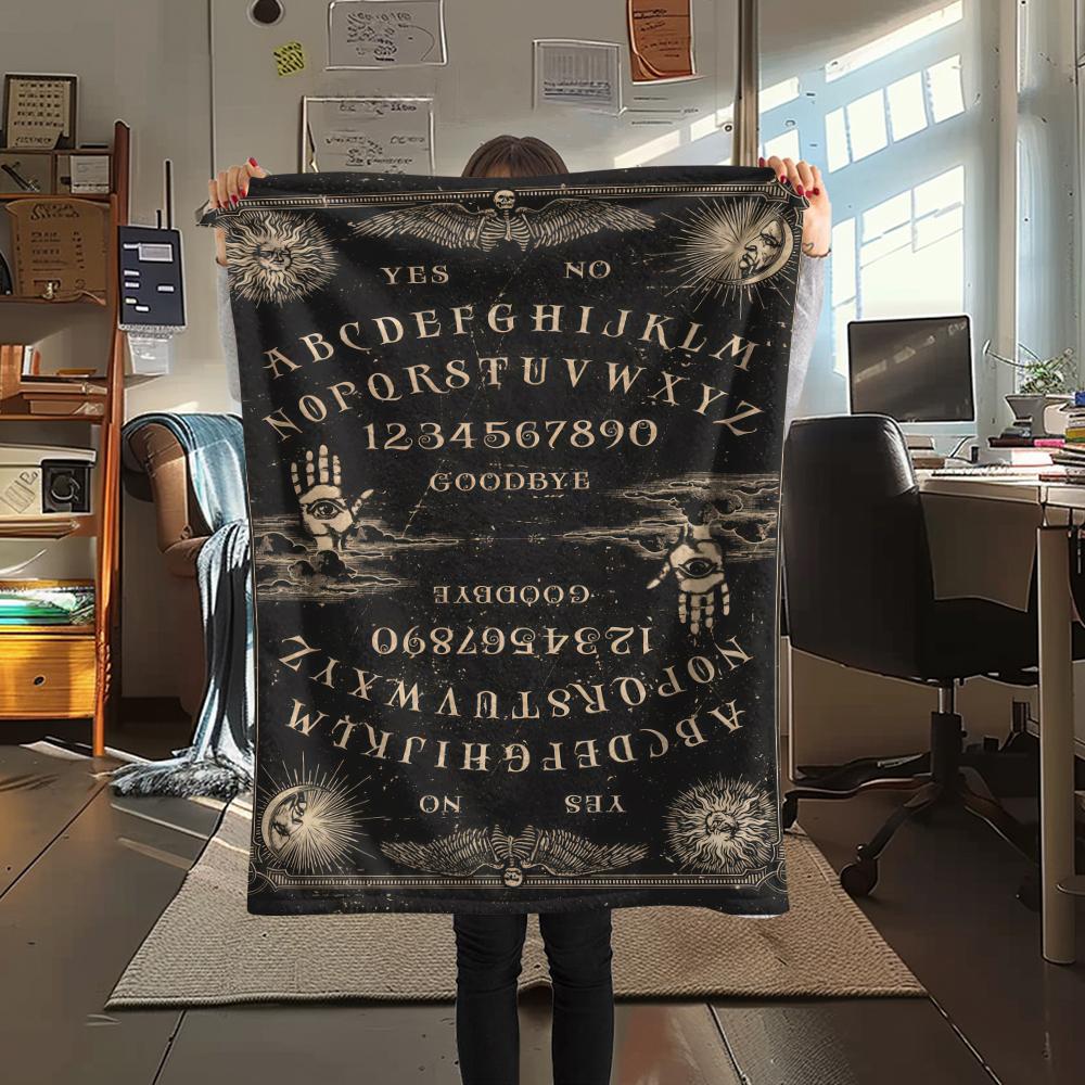 1PC Psychic Board Print Flannel Blanket, High Quality All Seasons, Home Decor, Warmth and Comfort, Perfect for Christmas Gifts