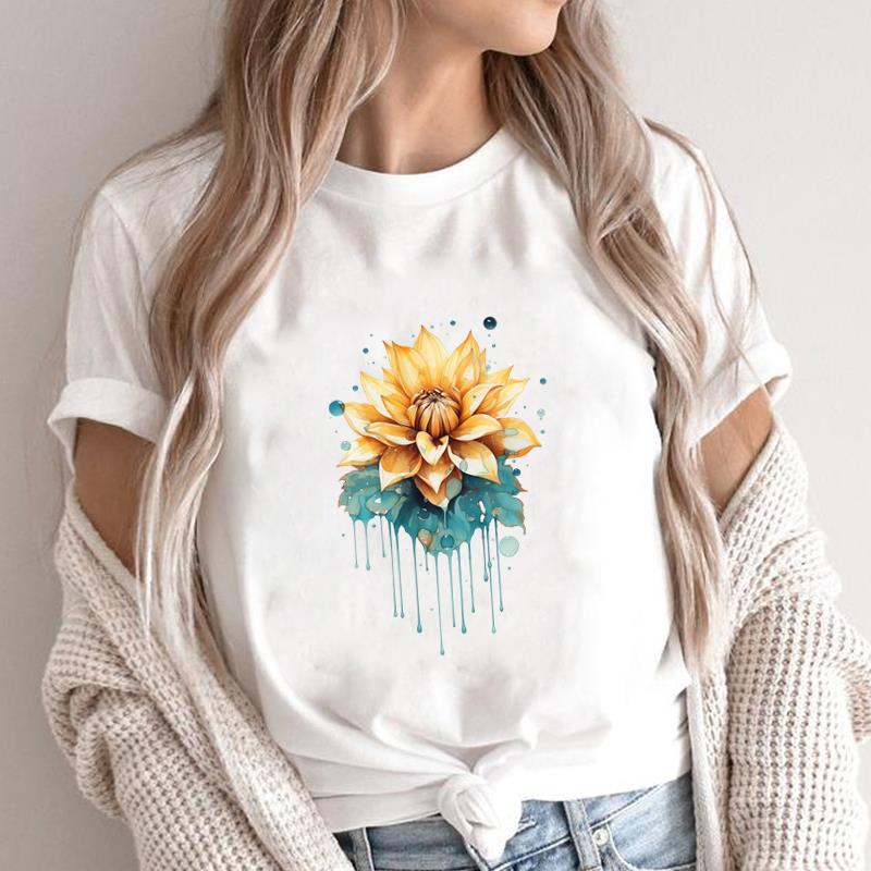(Asian Size) Print Short Sleeve T-shirts butterfly style Fashion Female Casual Women's Top T Clothing O-neck Graphic Tee