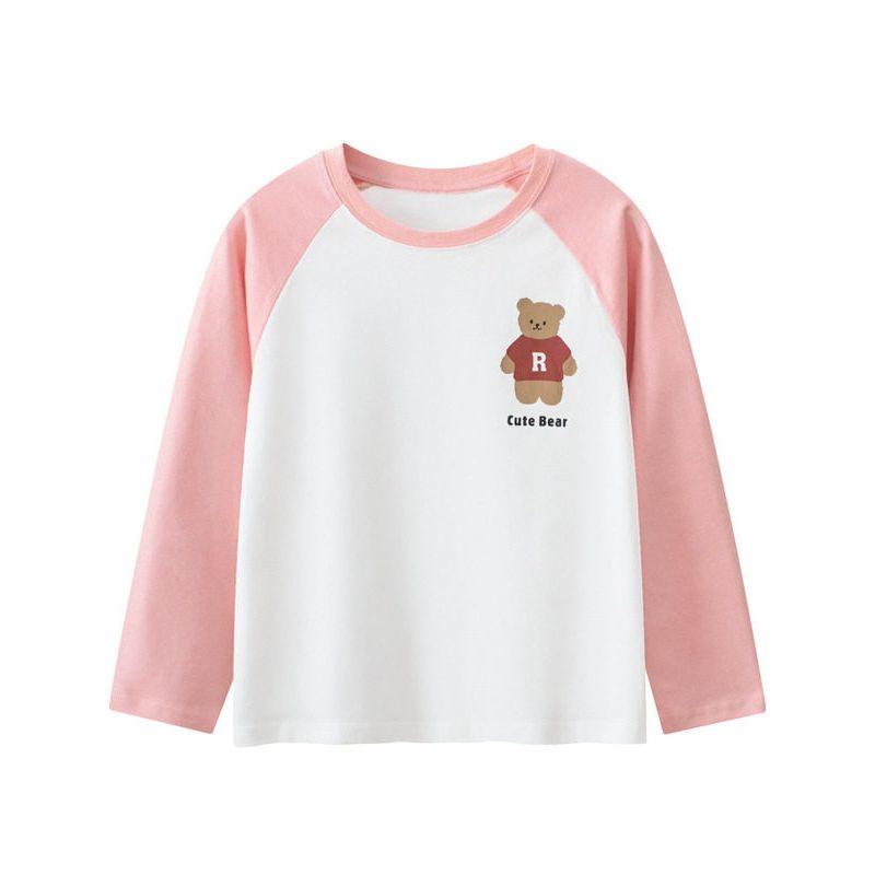 Children's Brand Clothing Korean Style Girls' Pure Cotton Printed Long-Sleeved T-Shirt Autumn New Children's Base Shirt Clothes